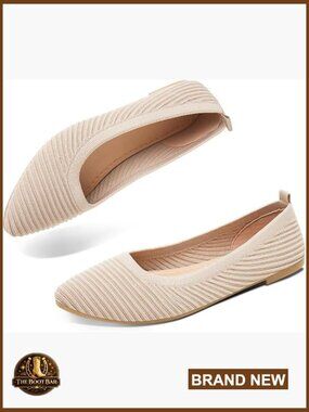 Pointed-Toe Knit Ballet Flats Foldable Comfortable Lightweight Walking Shoes